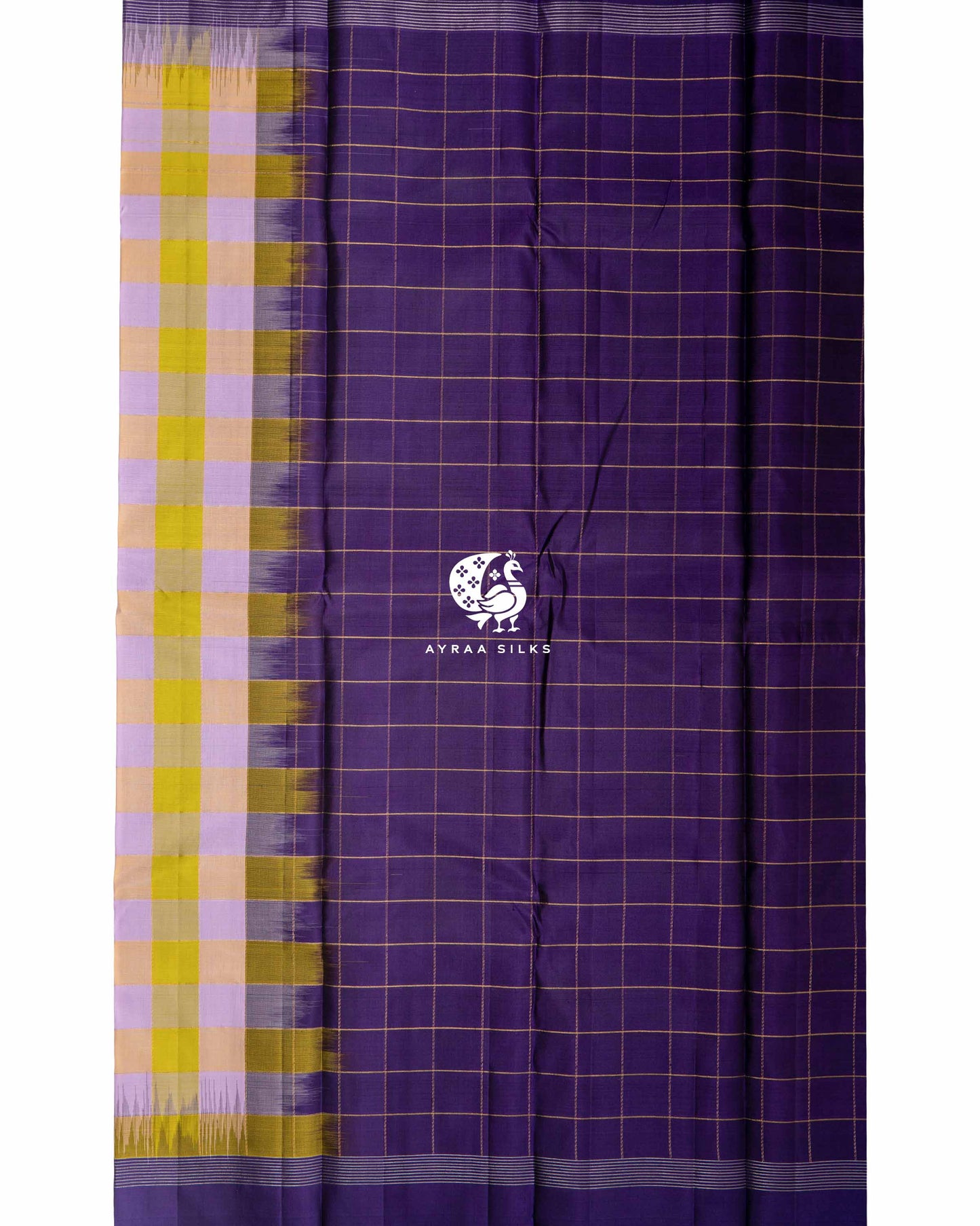 Lilac Lime Kattam Kanchipuram Saree