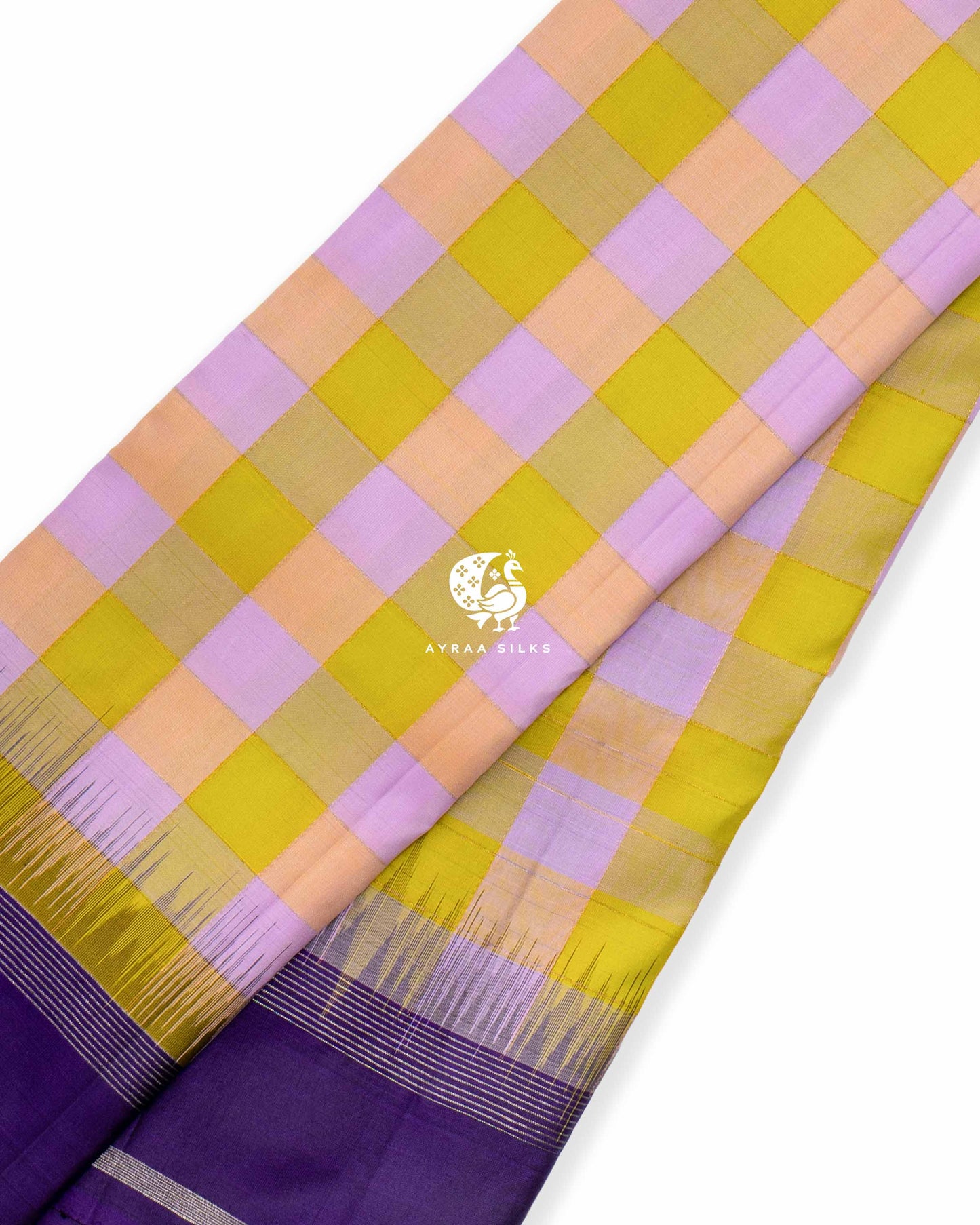 Lilac Lime Kattam Kanchipuram Saree