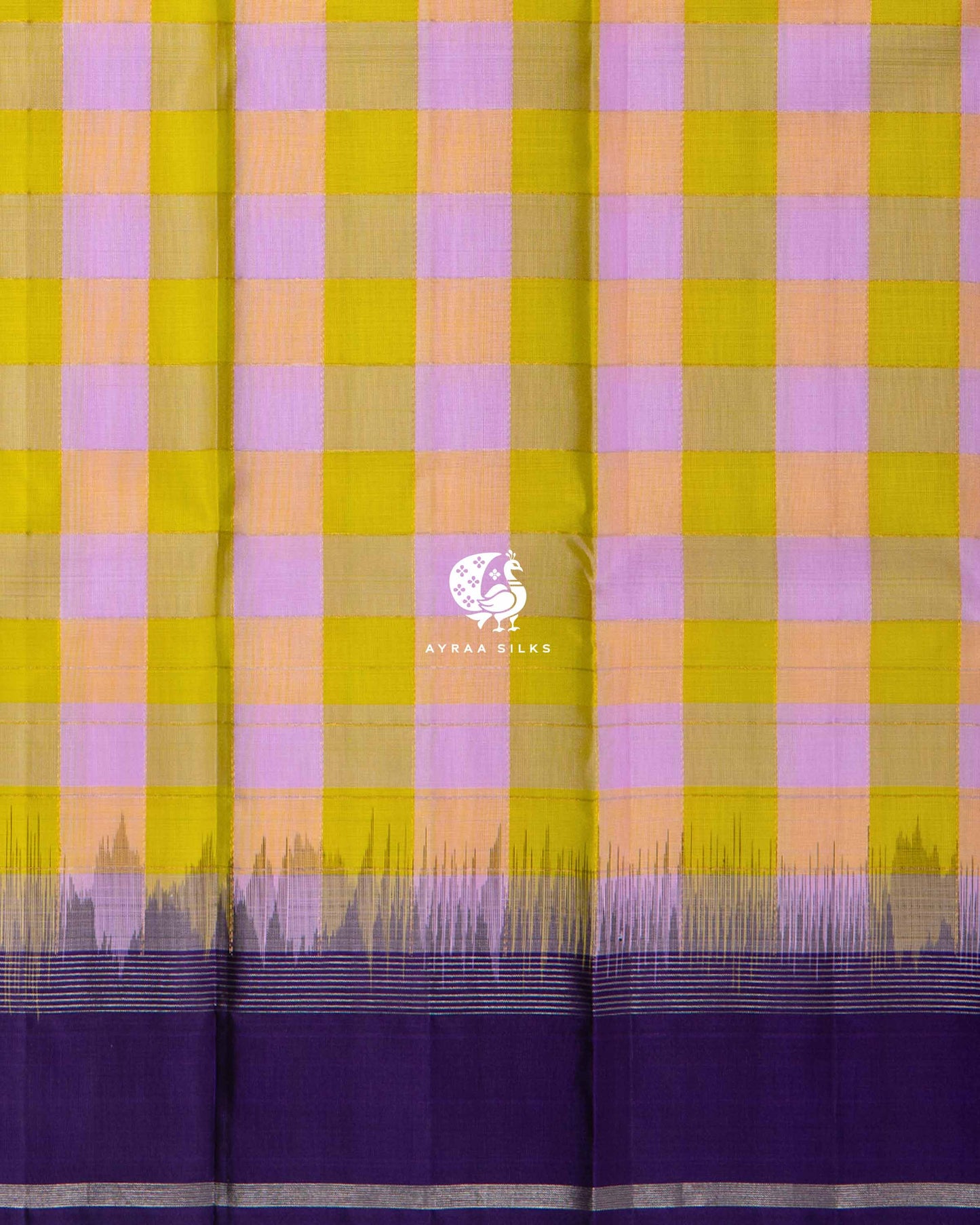 Lilac Lime Kattam Kanchipuram Saree