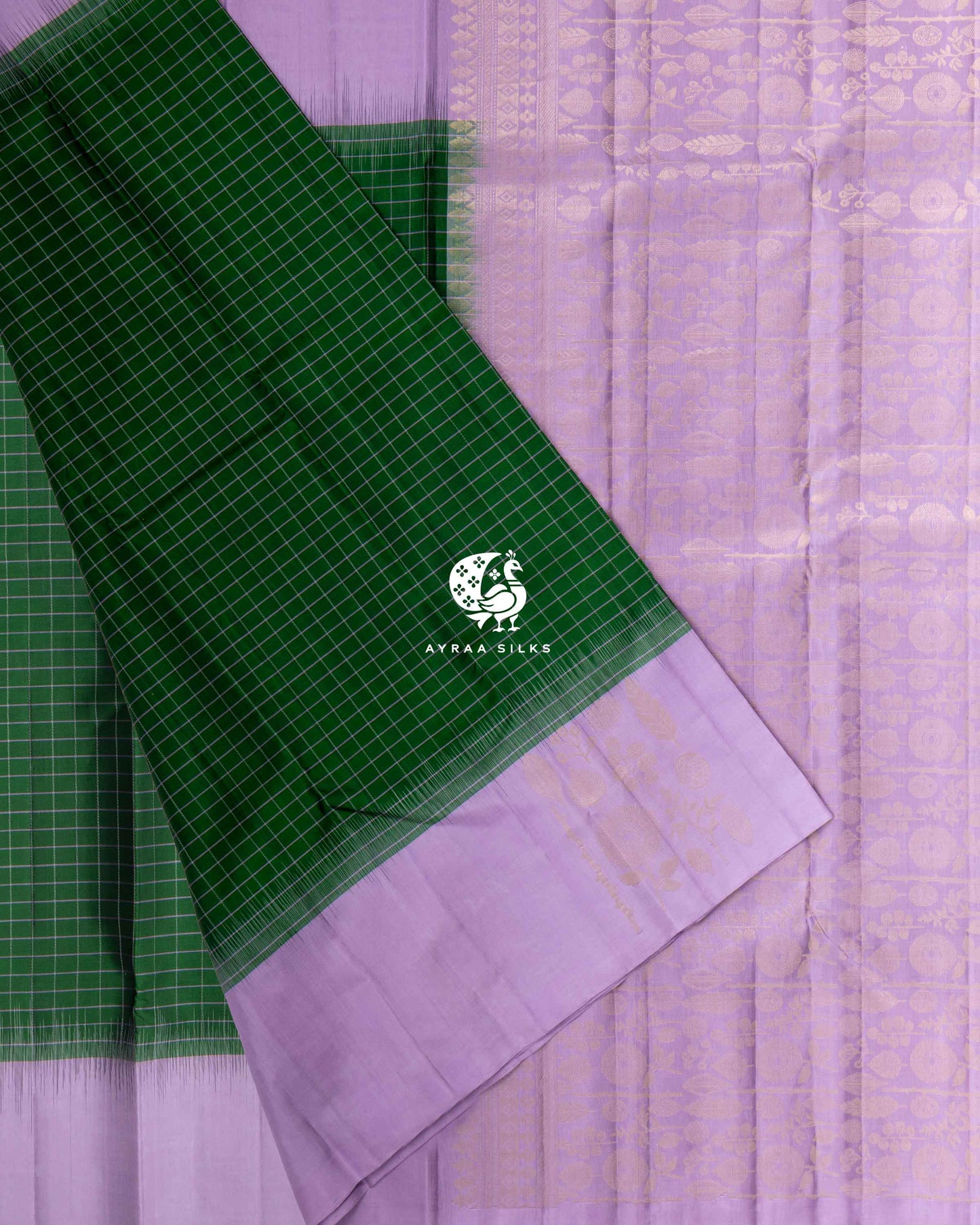Emerald Green Kattam Kanchipuram Saree