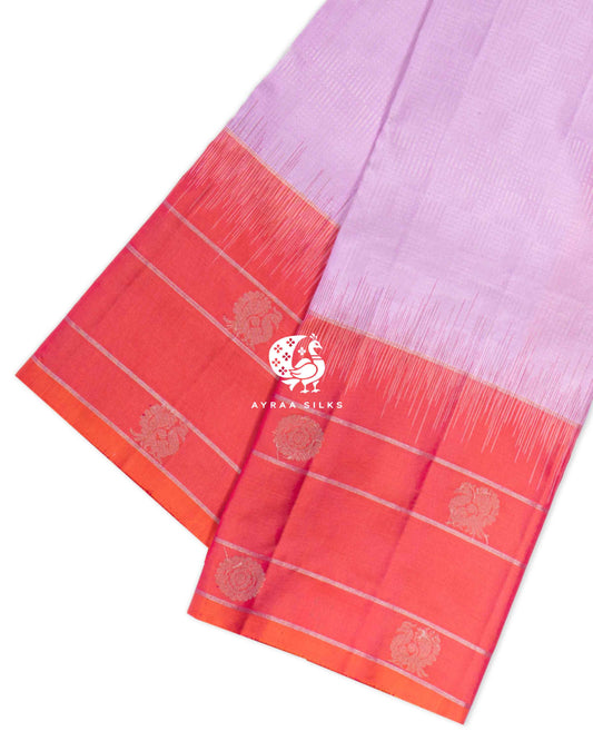 Pastel Lilac Kattam Kanchipuram Saree