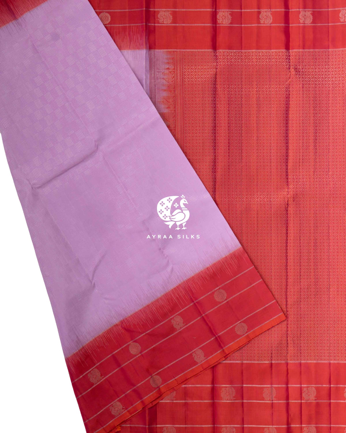 Pastel Lilac Kattam Kanchipuram Saree
