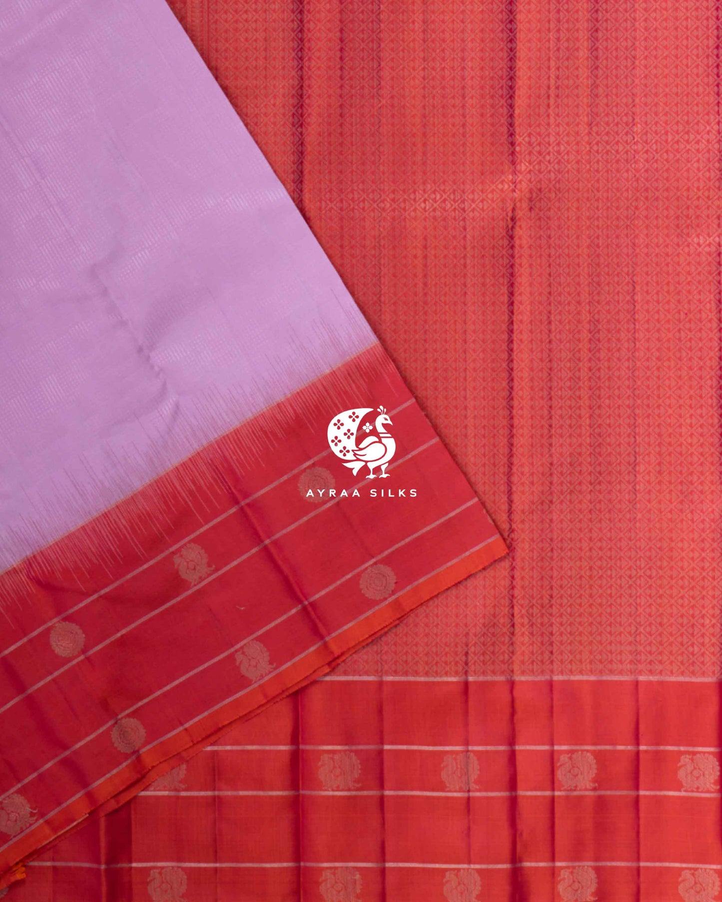 Pastel Lilac Kattam Kanchipuram Saree
