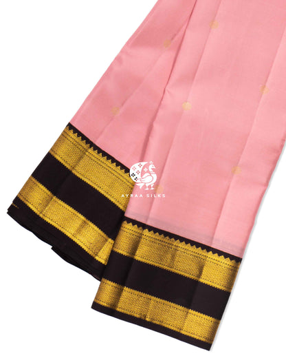 Pastel Pink Chakra Butta Kanchipuram Silk Saree