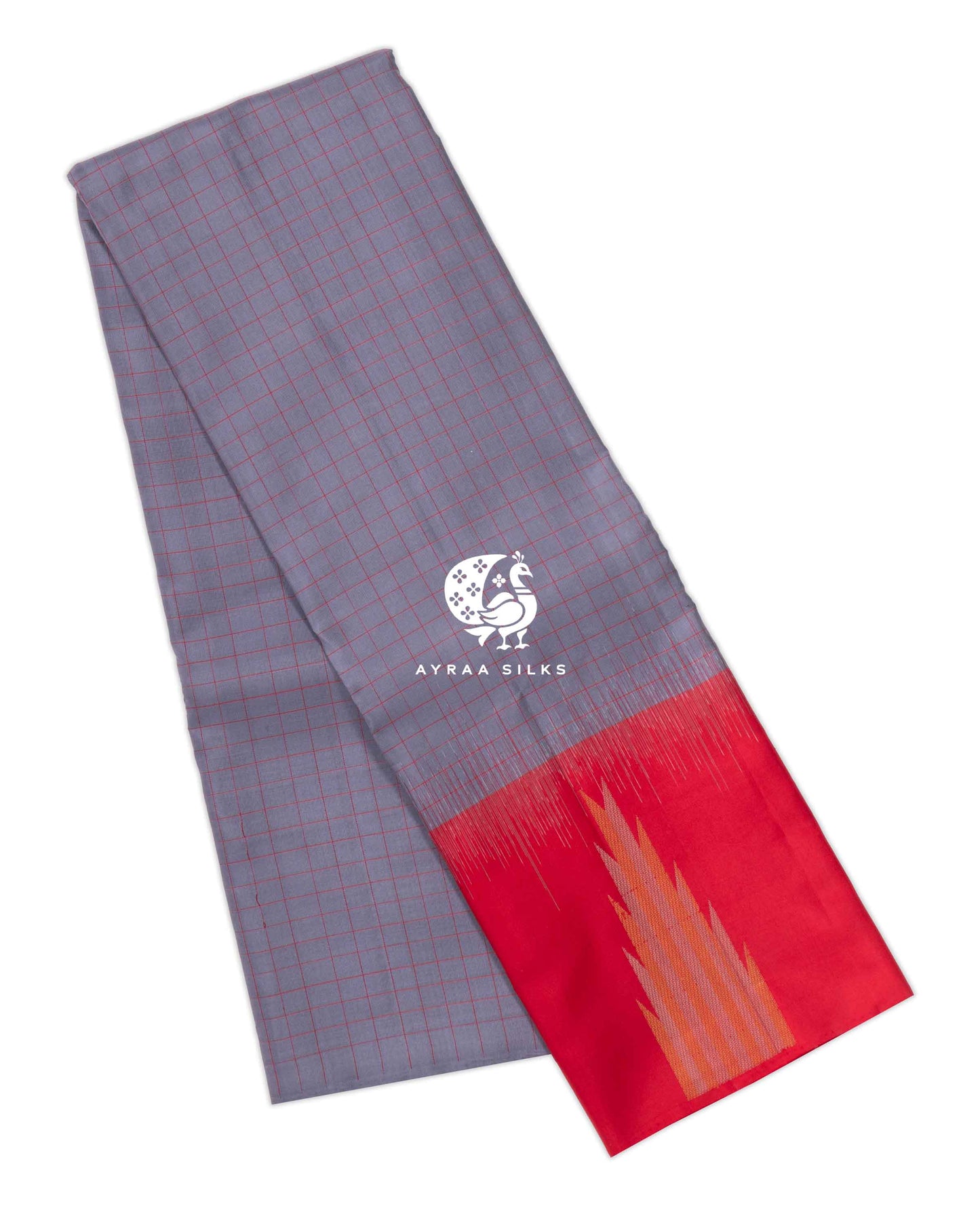 Pearl Grey Kattam Kanchipuram Saree