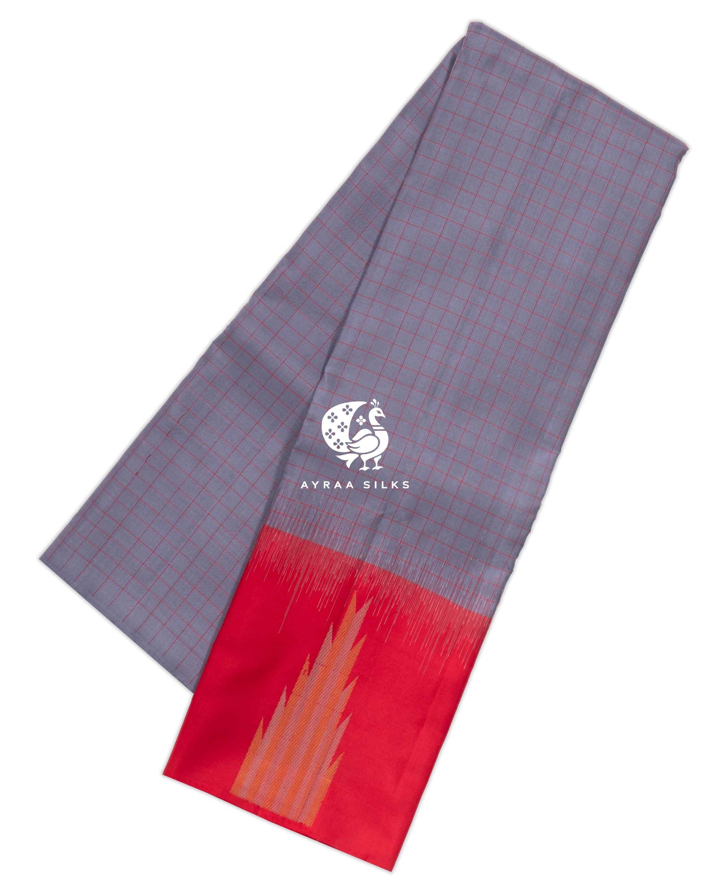 Pearl Grey Kattam Kanchipuram Saree