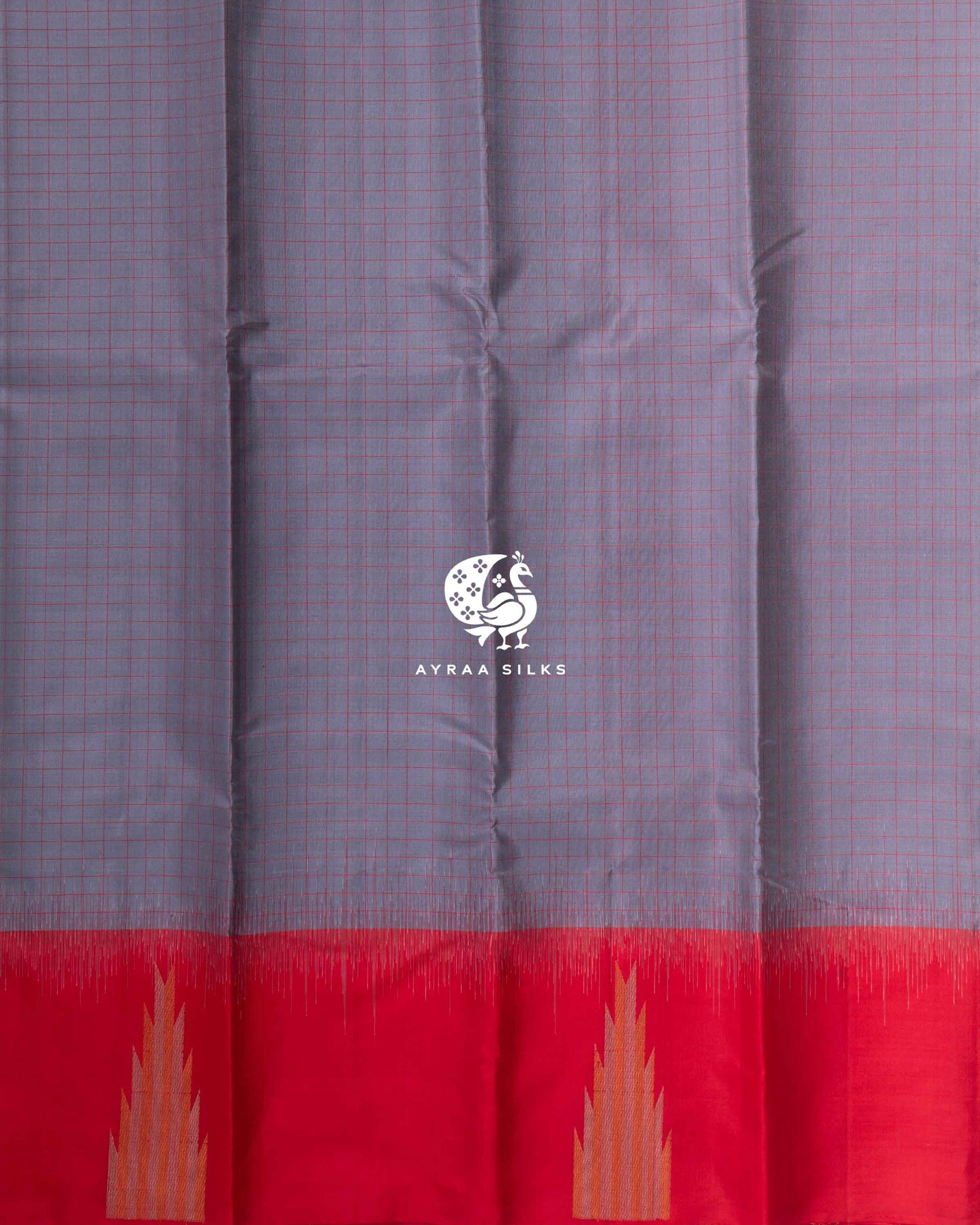 Pearl Grey Kattam Kanchipuram Saree