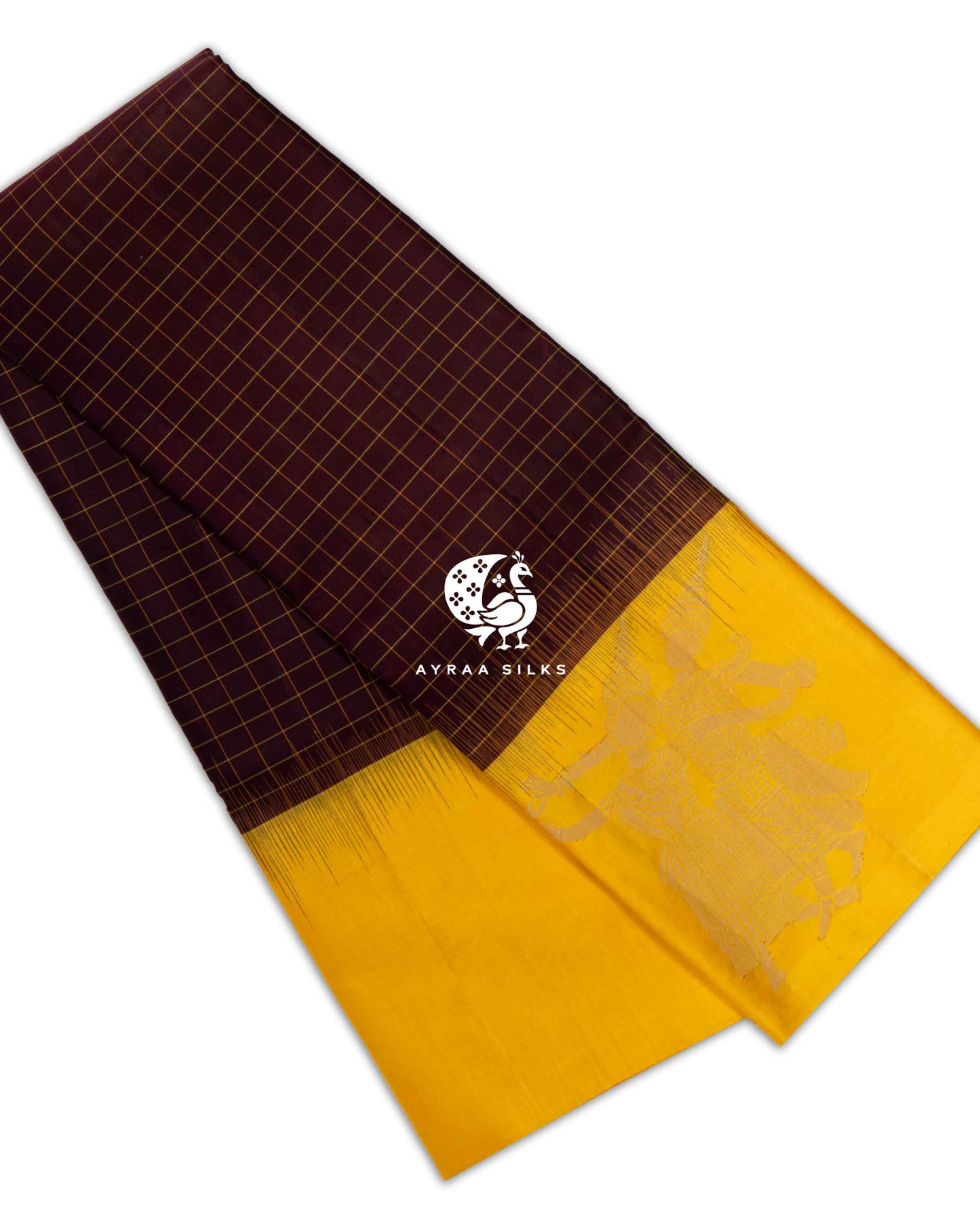 Maroon Kattam Kanchipuram Saree
