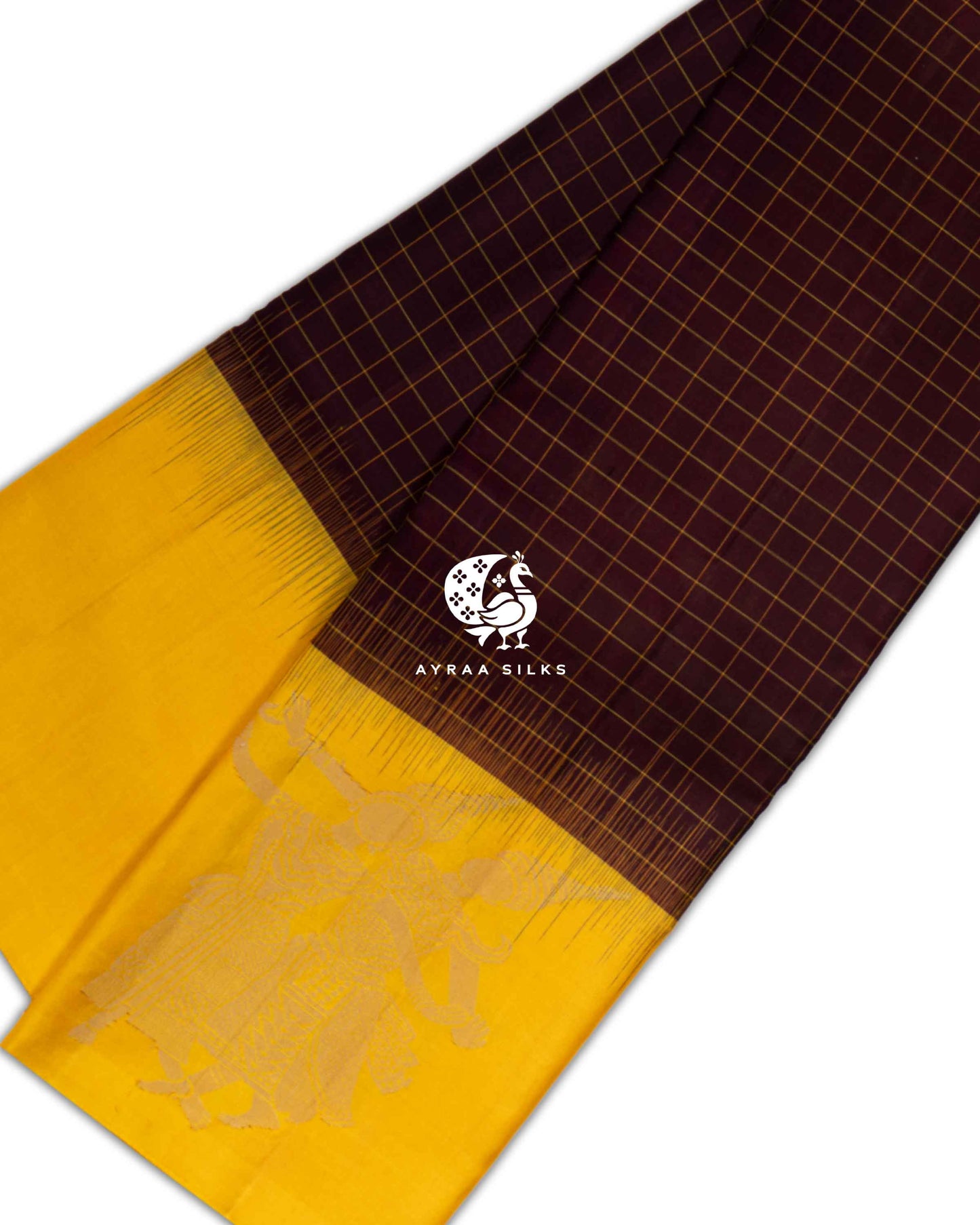 Maroon Kattam Kanchipuram Saree