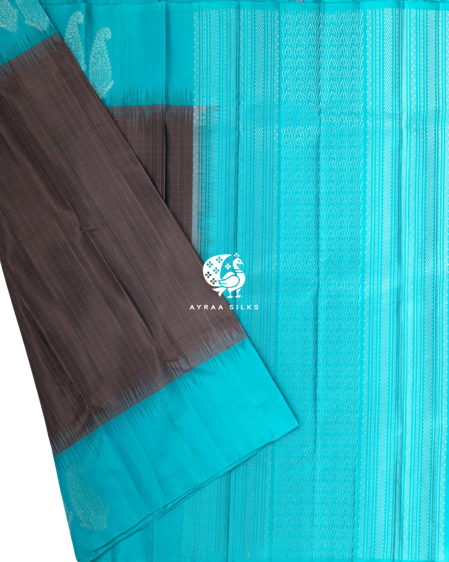 Silver Grey Kattam Kanchipuram Saree