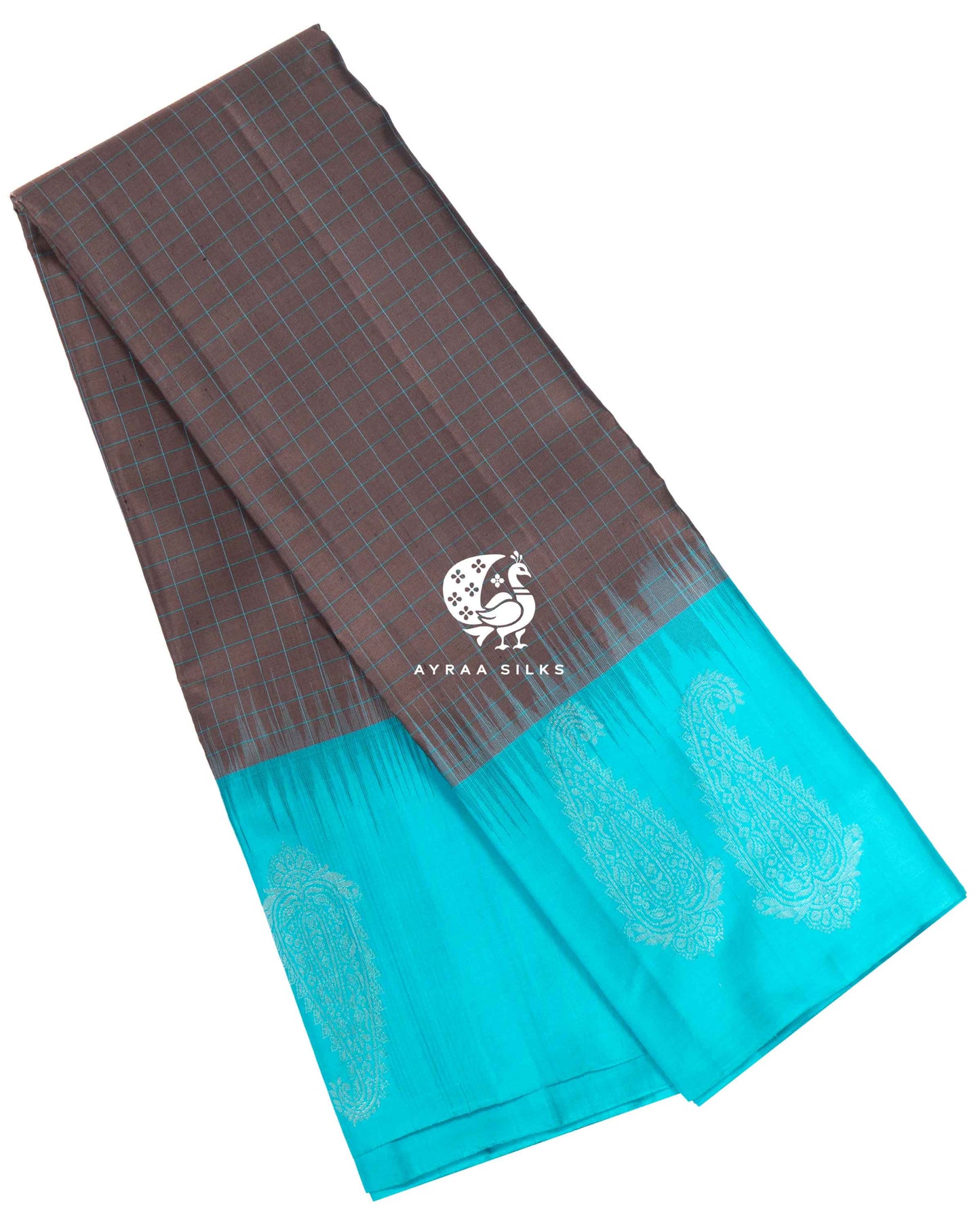 Silver Grey Kattam Kanchipuram Saree