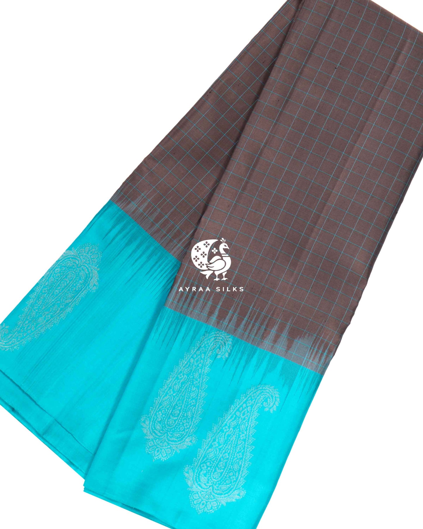 Silver Grey Kattam Kanchipuram Saree