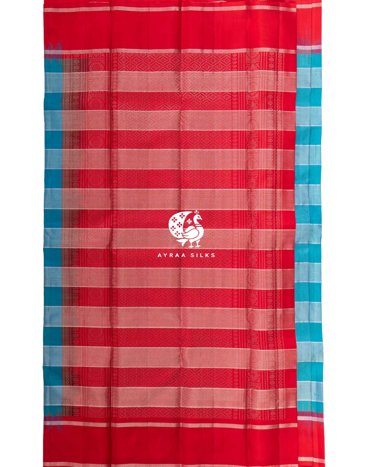 Turquoise Kattam Kanchipuram Saree