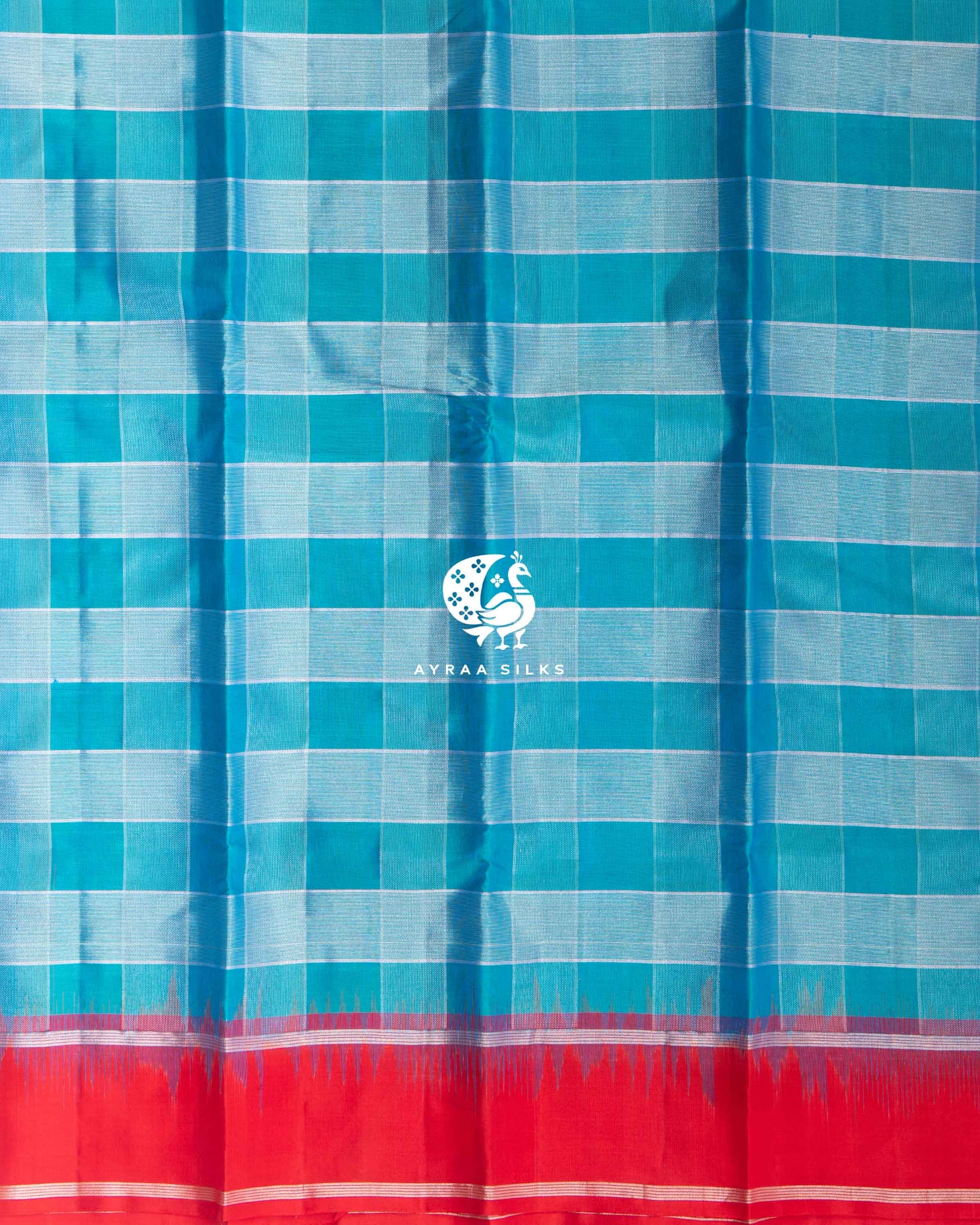 Turquoise Kattam Kanchipuram Saree
