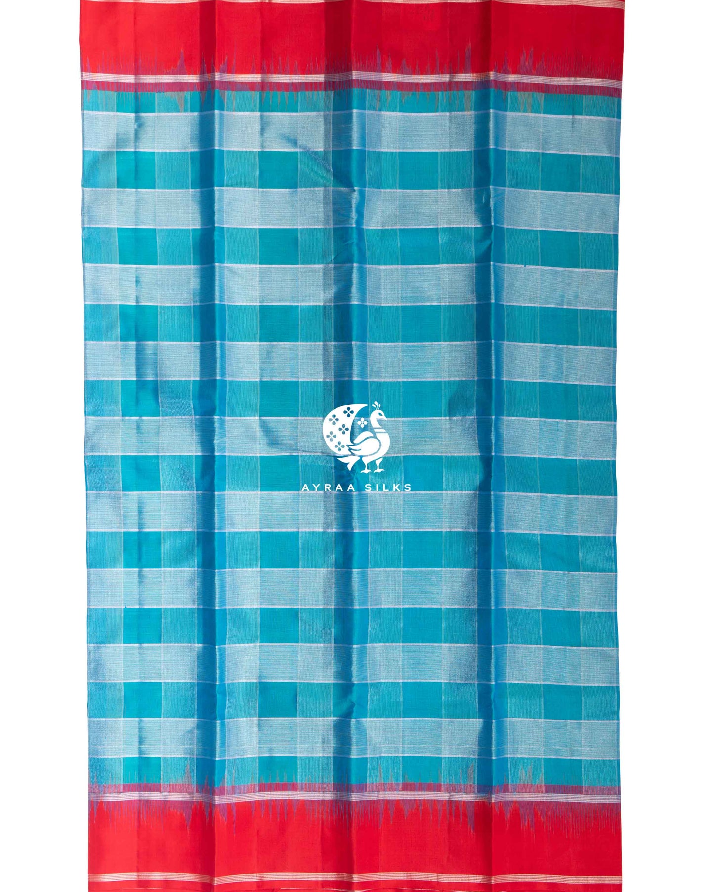Turquoise Kattam Kanchipuram Saree