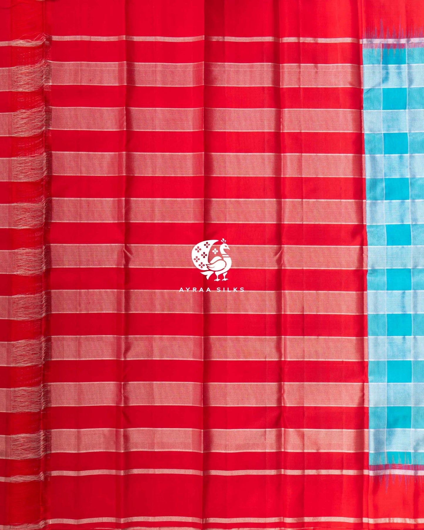 Turquoise Kattam Kanchipuram Saree