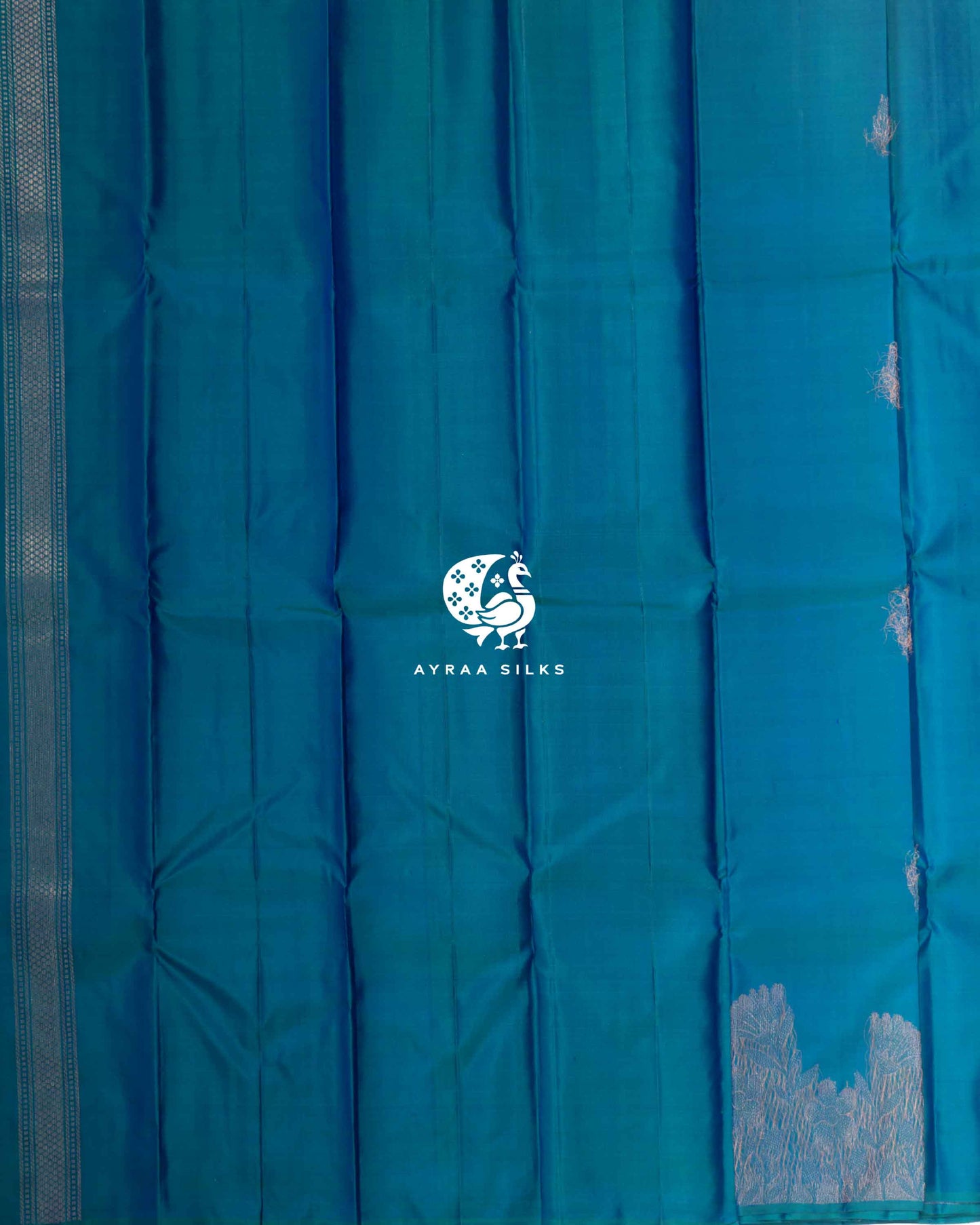 Tealblue Floral Kanchipuram Saree