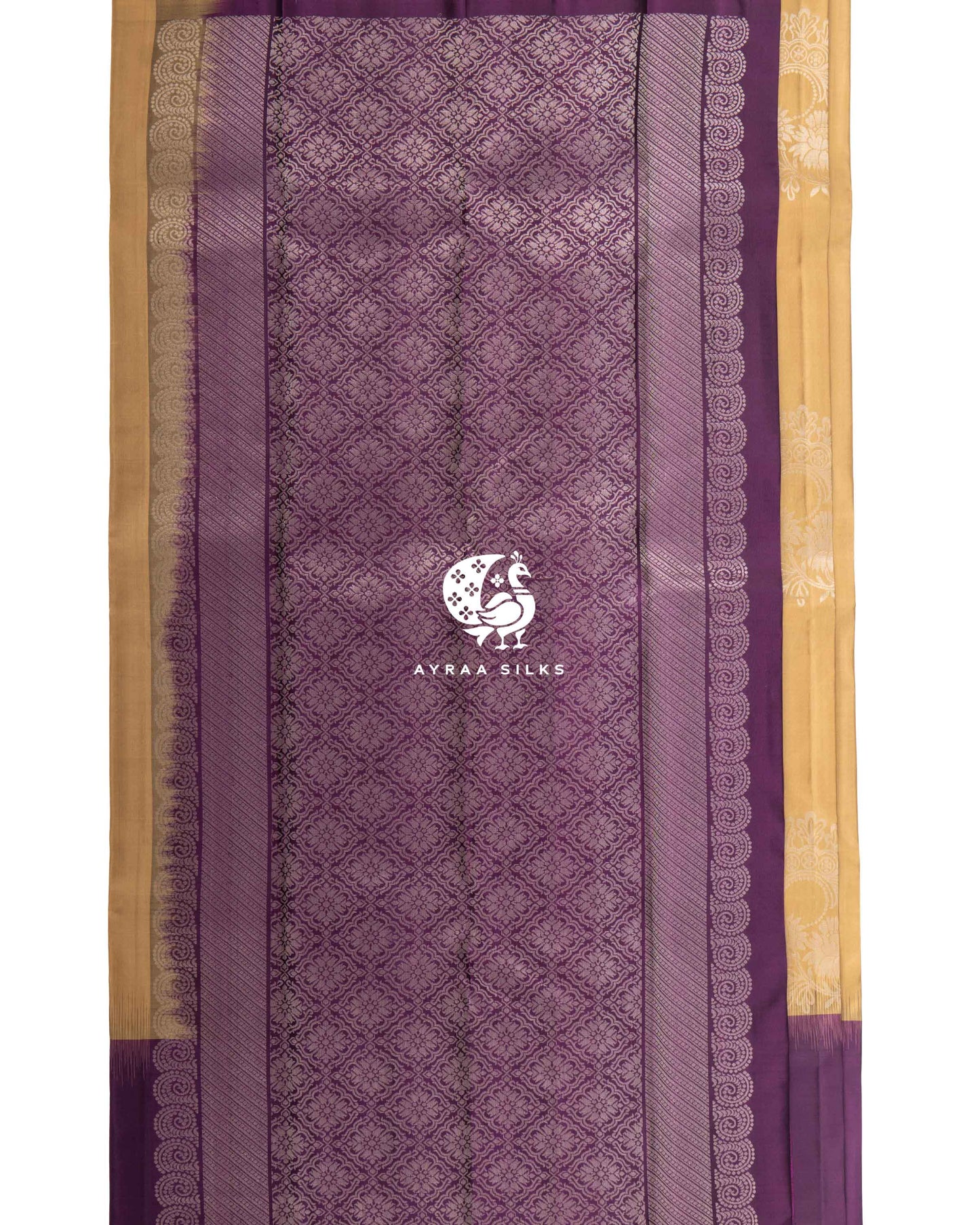 Beige Floral Kanchipuram Saree