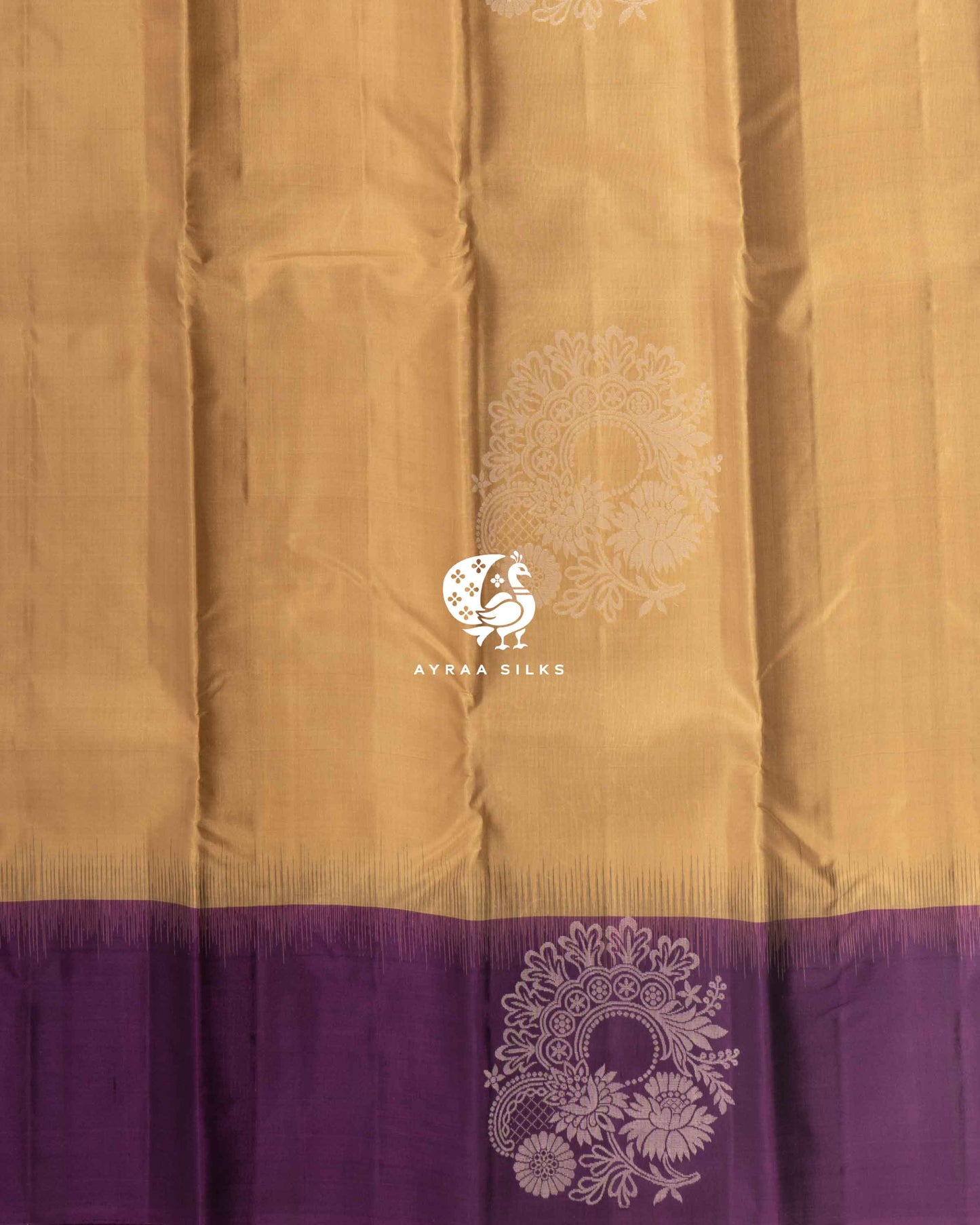 Beige Floral Kanchipuram Saree