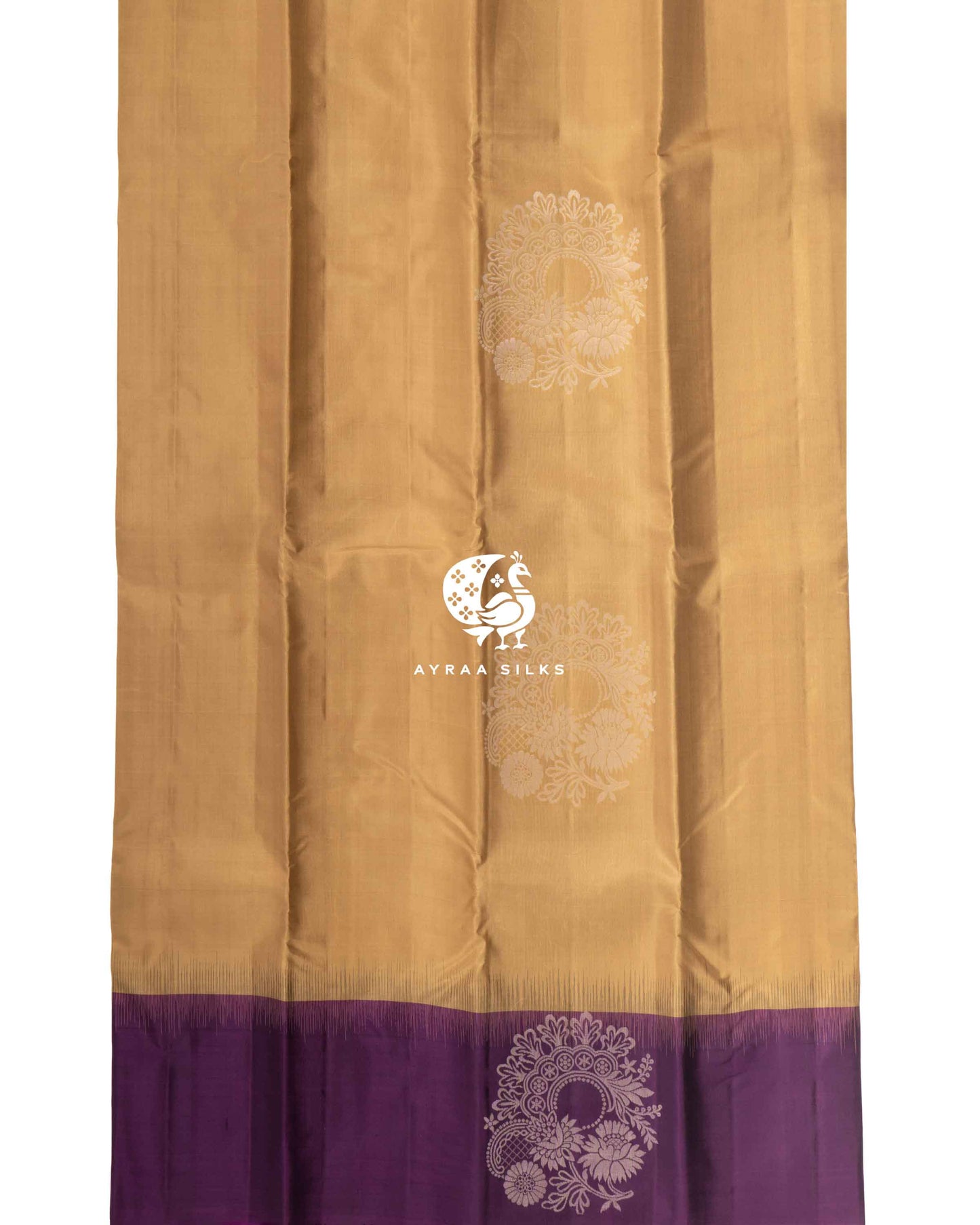 Beige Floral Kanchipuram Saree
