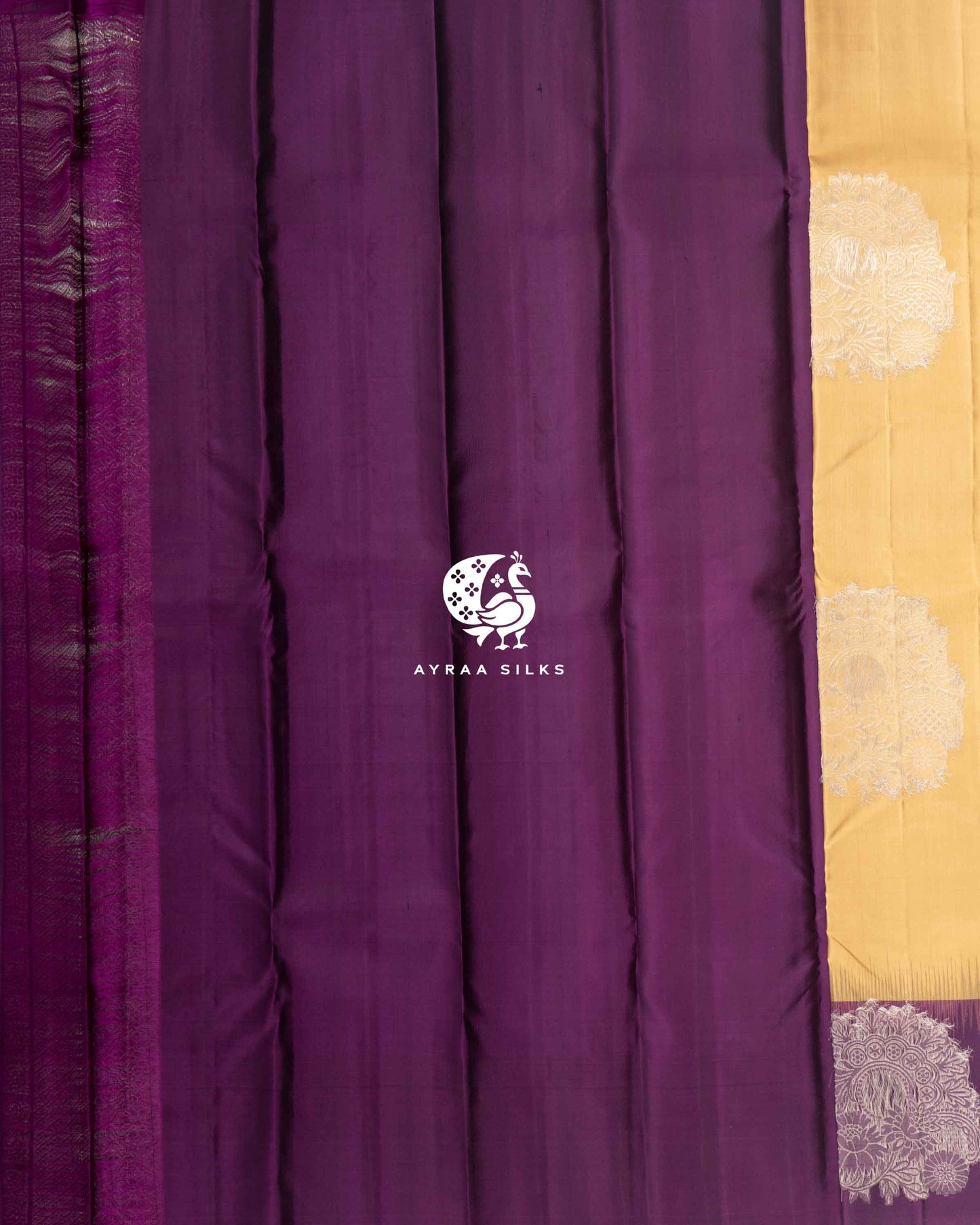 Beige Floral Kanchipuram Saree