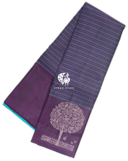 Purple Kattam Kanchipuram Silk Saree