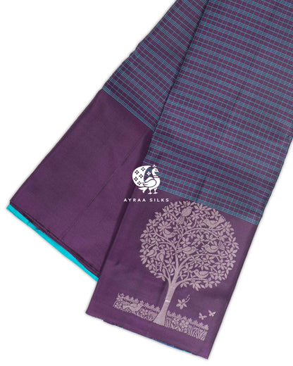 Purple Kattam Kanchipuram Silk Saree