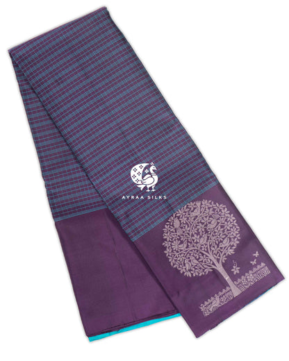 Purple Kattam Kanchipuram Silk Saree