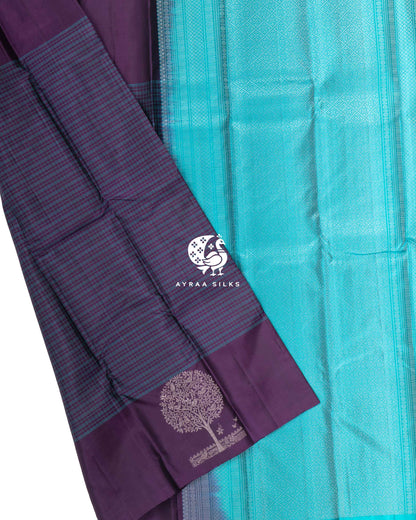 Purple Kattam Kanchipuram Silk Saree