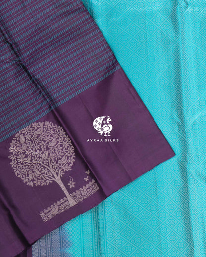 Purple Kattam Kanchipuram Silk Saree
