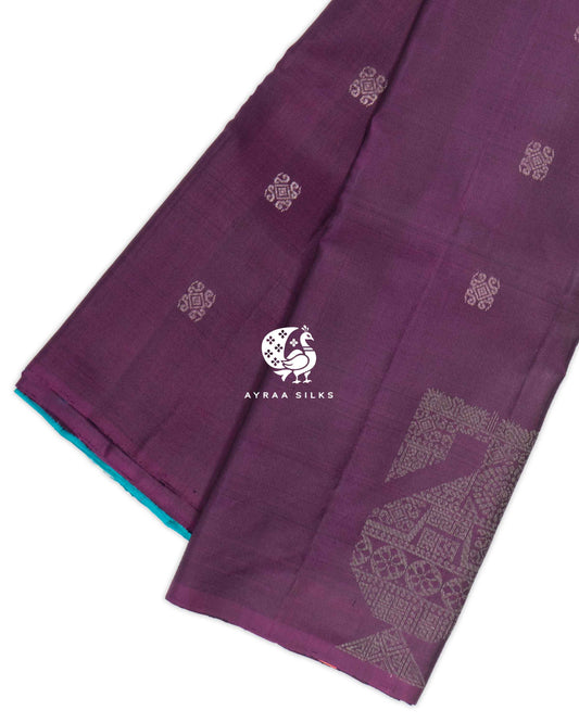Plum Rudraksha Kanchipuram Saree