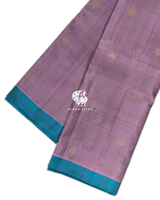 Pastel Lavender Kattam Kanchipuram Saree