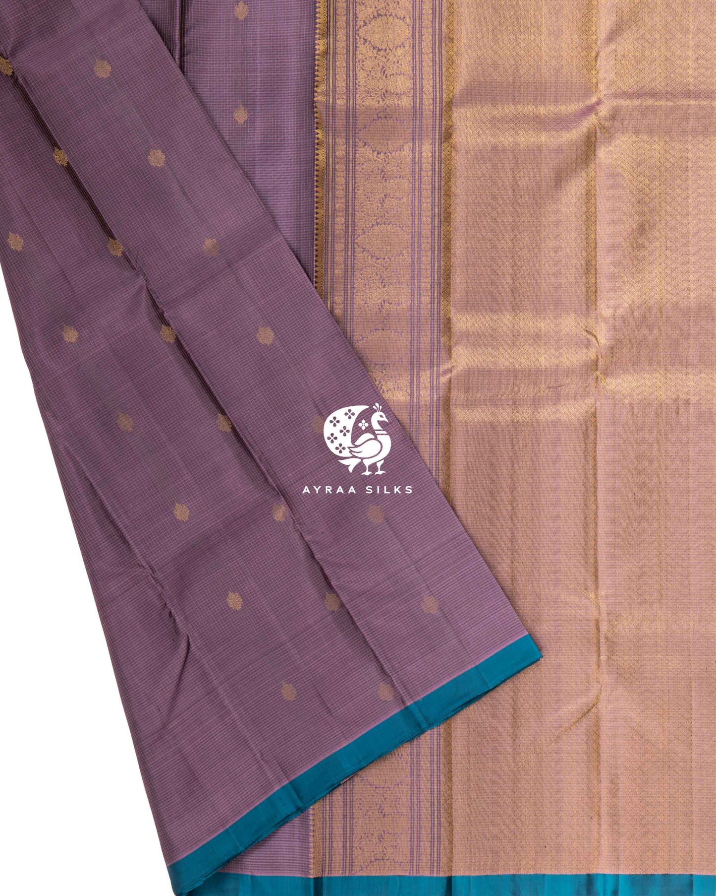 Pastel Lavender Kattam Kanchipuram Saree