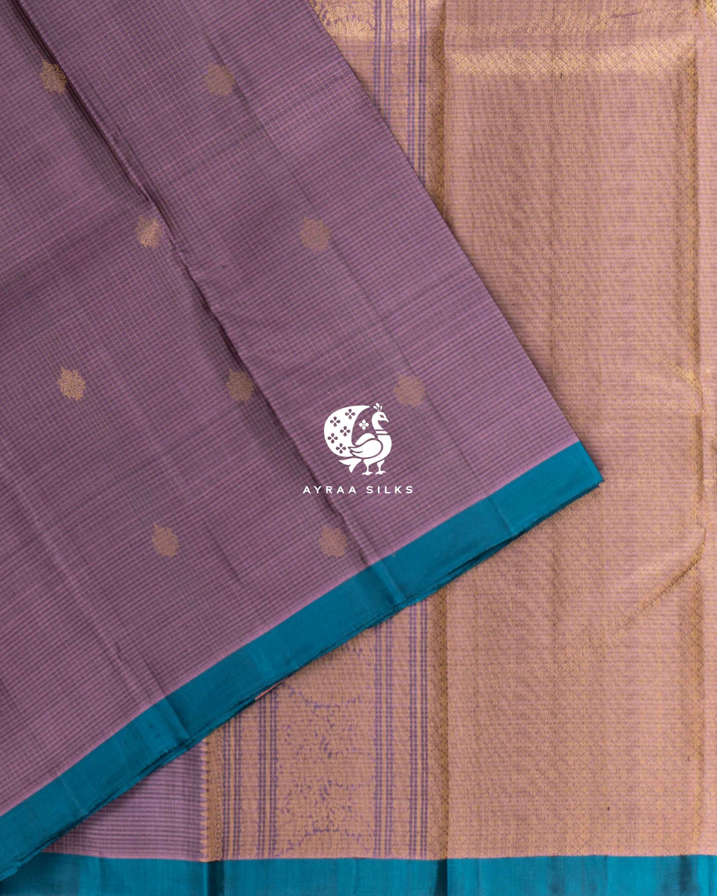 Pastel Lavender Kattam Kanchipuram Saree