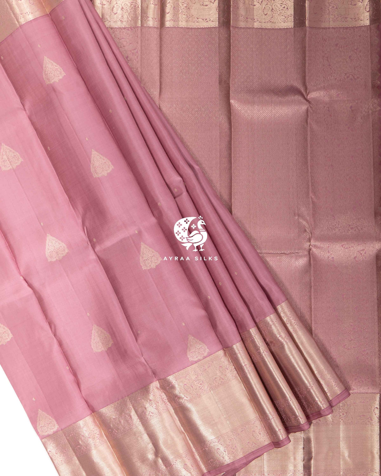 Pastel Rose Thilagam Kanchipuram Saree