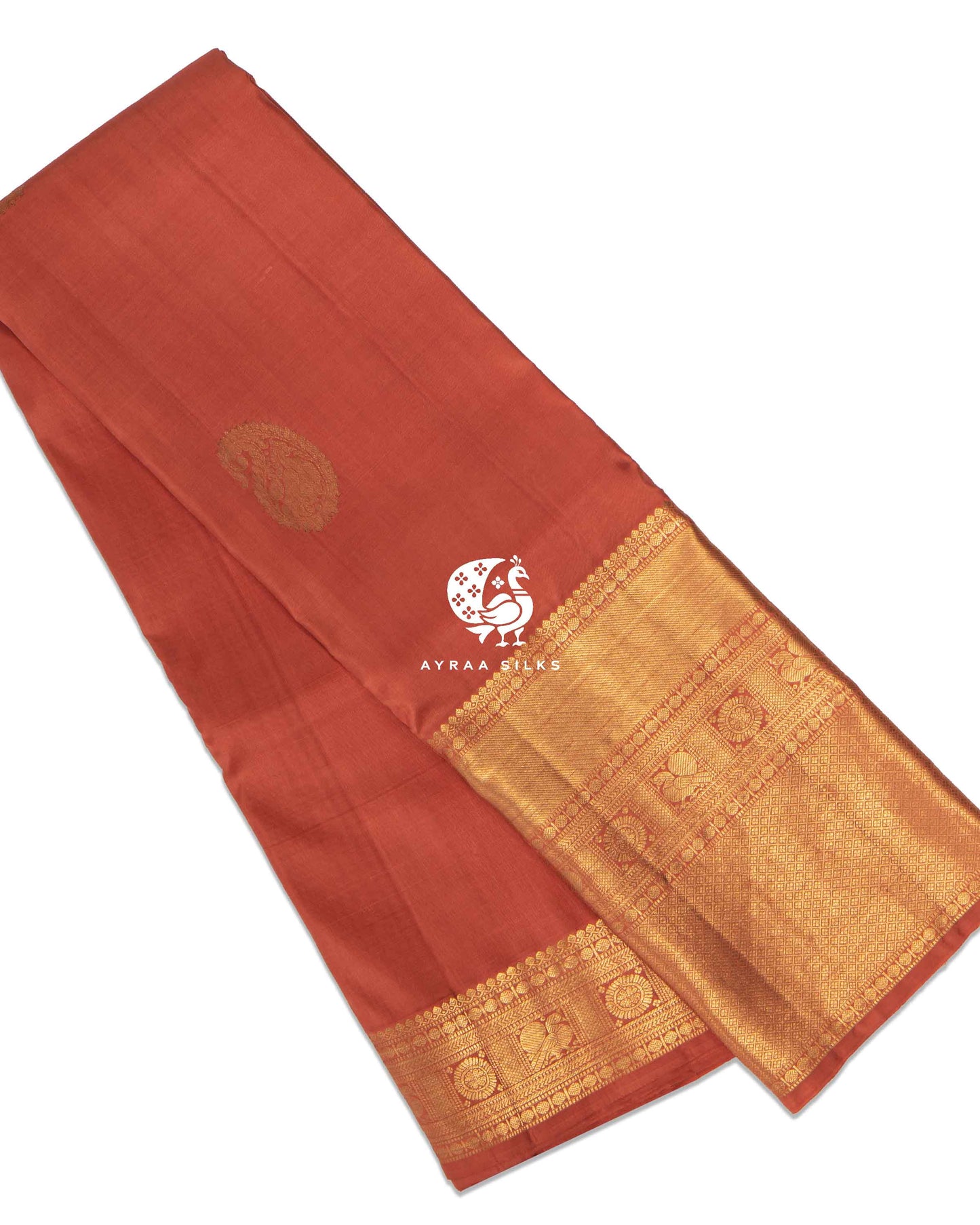 Dusty Orange Mayil Kanchipuram Saree