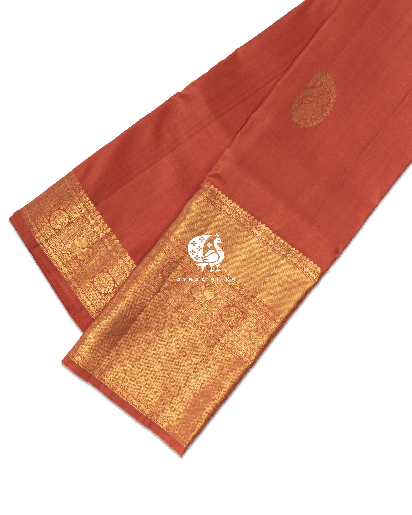 Dusty Orange Mayil Kanchipuram Saree