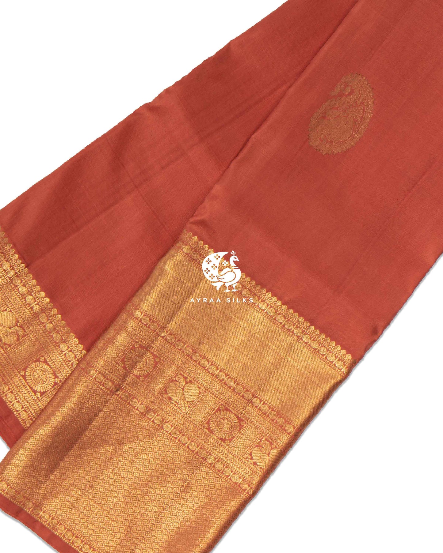 Dusty Orange Mayil Kanchipuram Saree