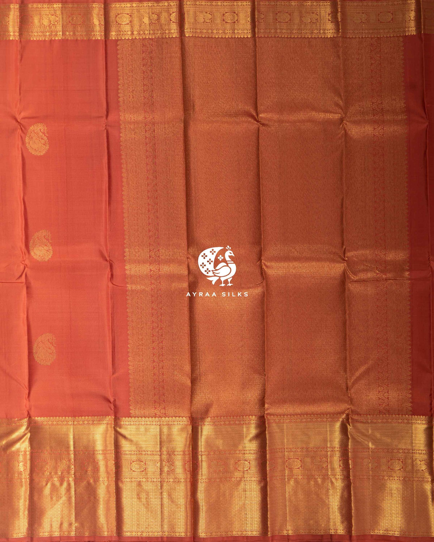 Dusty Orange Mayil Kanchipuram Saree