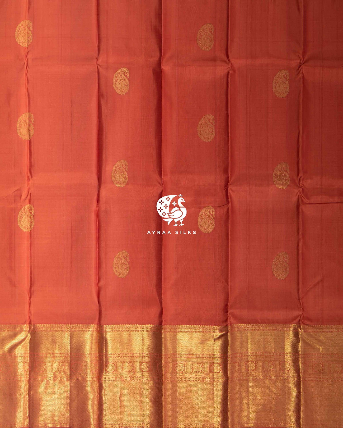 Dusty Orange Mayil Kanchipuram Saree