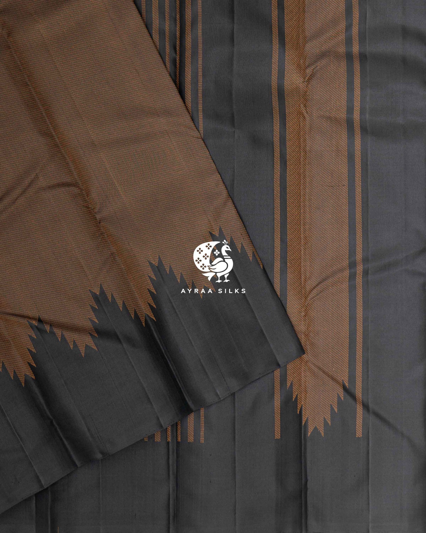 Ebony Temple Kanchipuram Saree