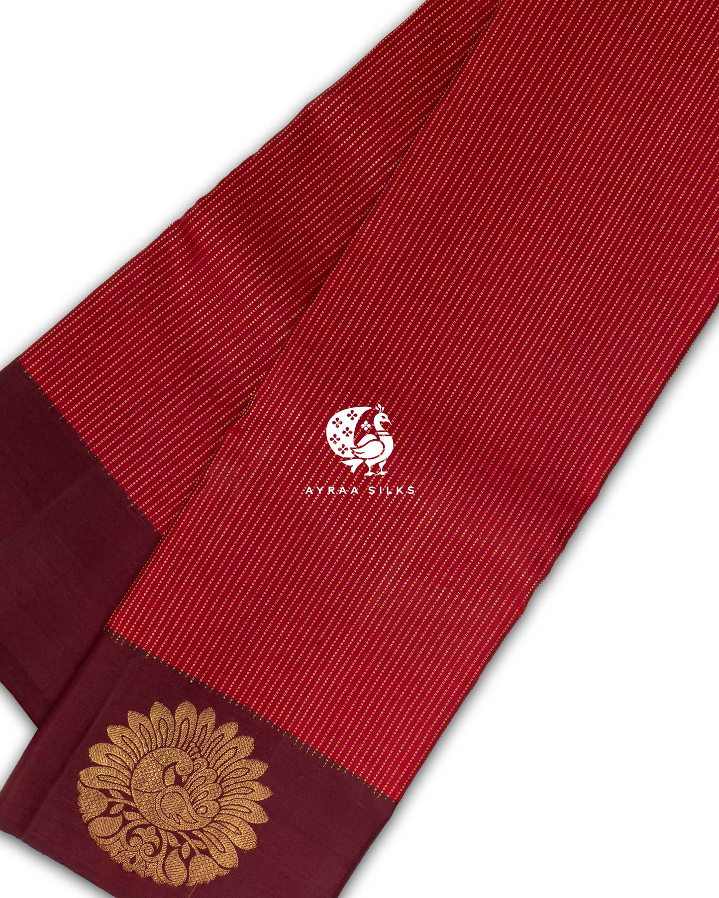 Warm Red Rekku Kanchipuram Saree