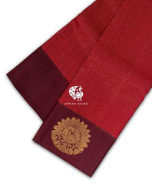 Warm Red Rekku Kanchipuram Saree