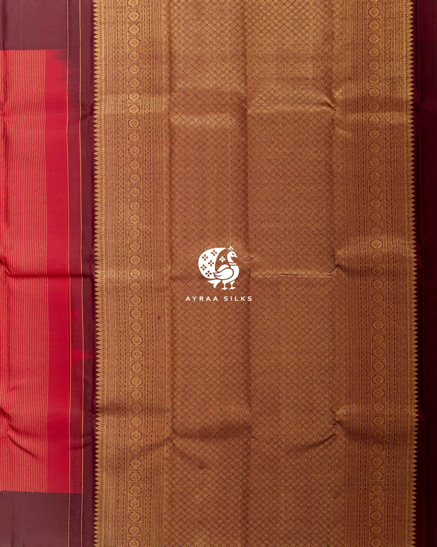 Warm Red Rekku Kanchipuram Saree