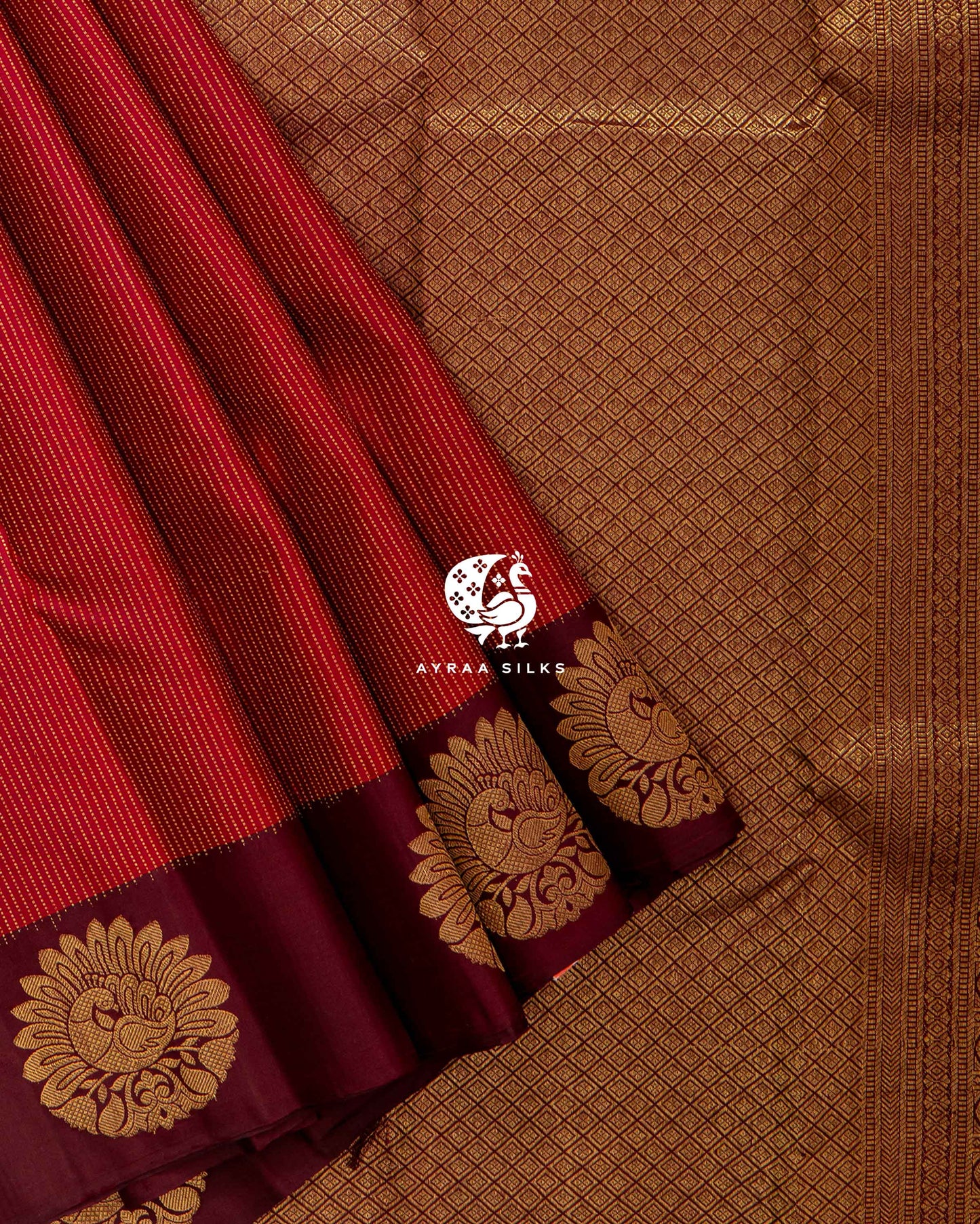 Warm Red Rekku Kanchipuram Saree