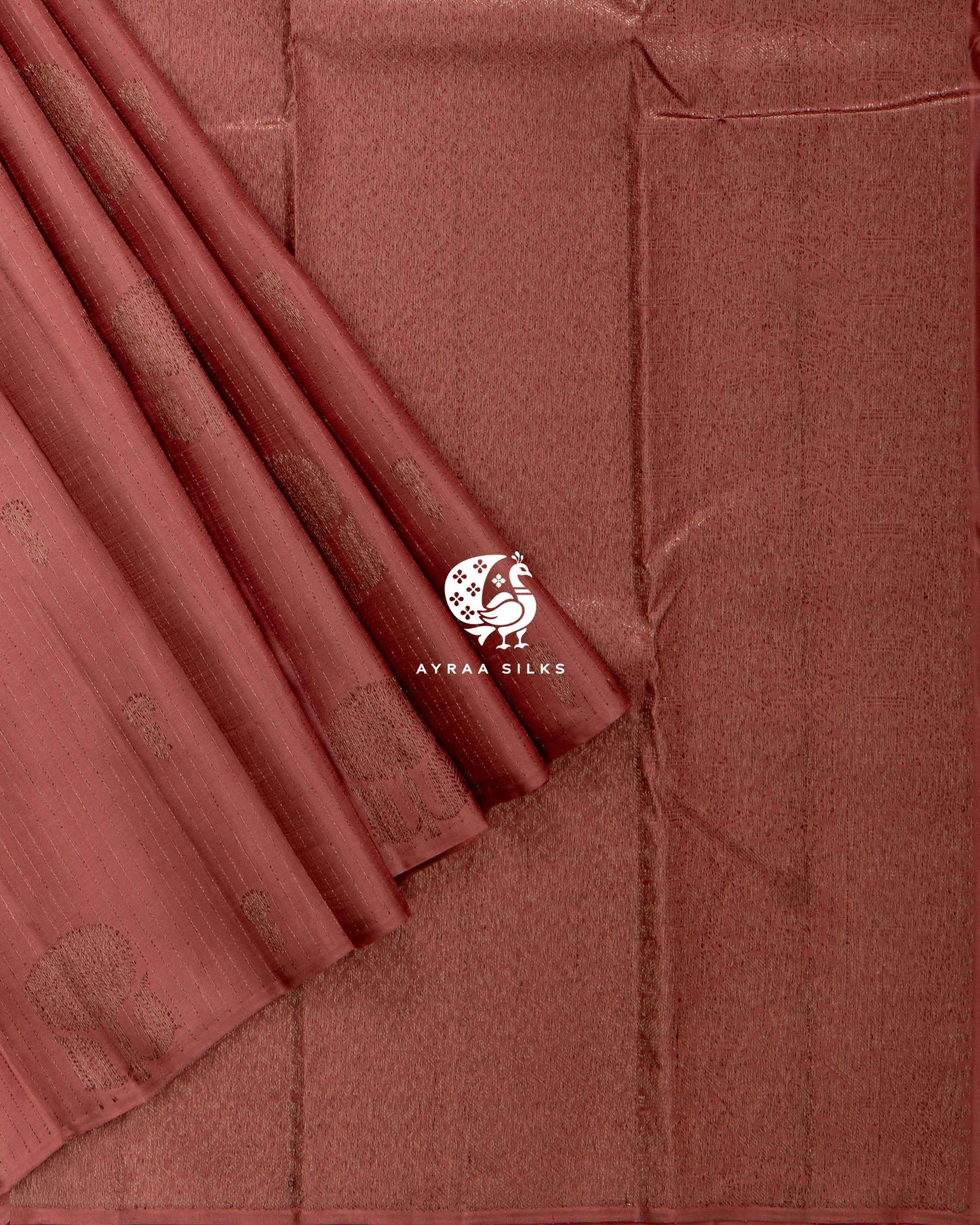 Muted Coral Butta Kanchipuram Saree