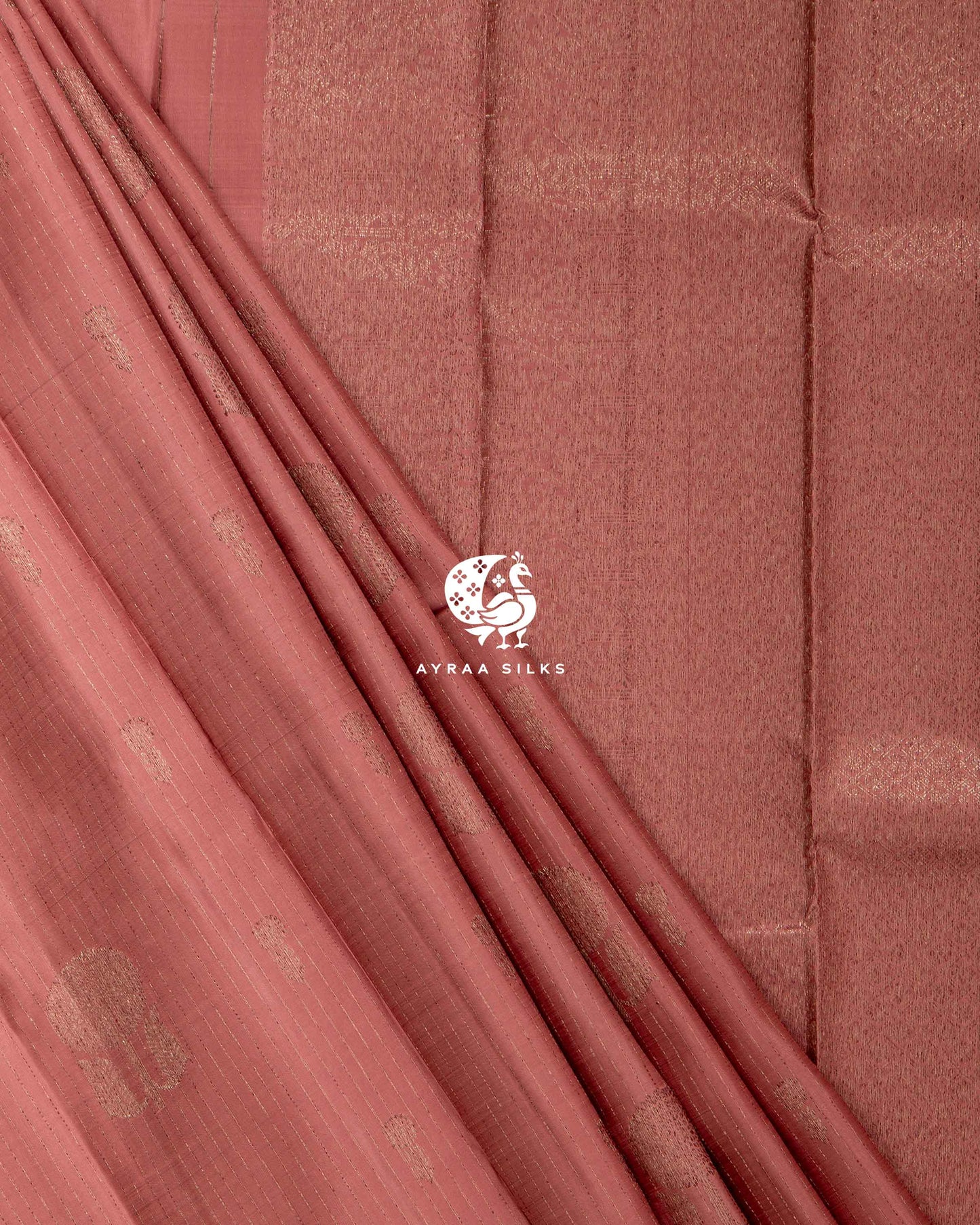 Muted Coral Butta Kanchipuram Saree