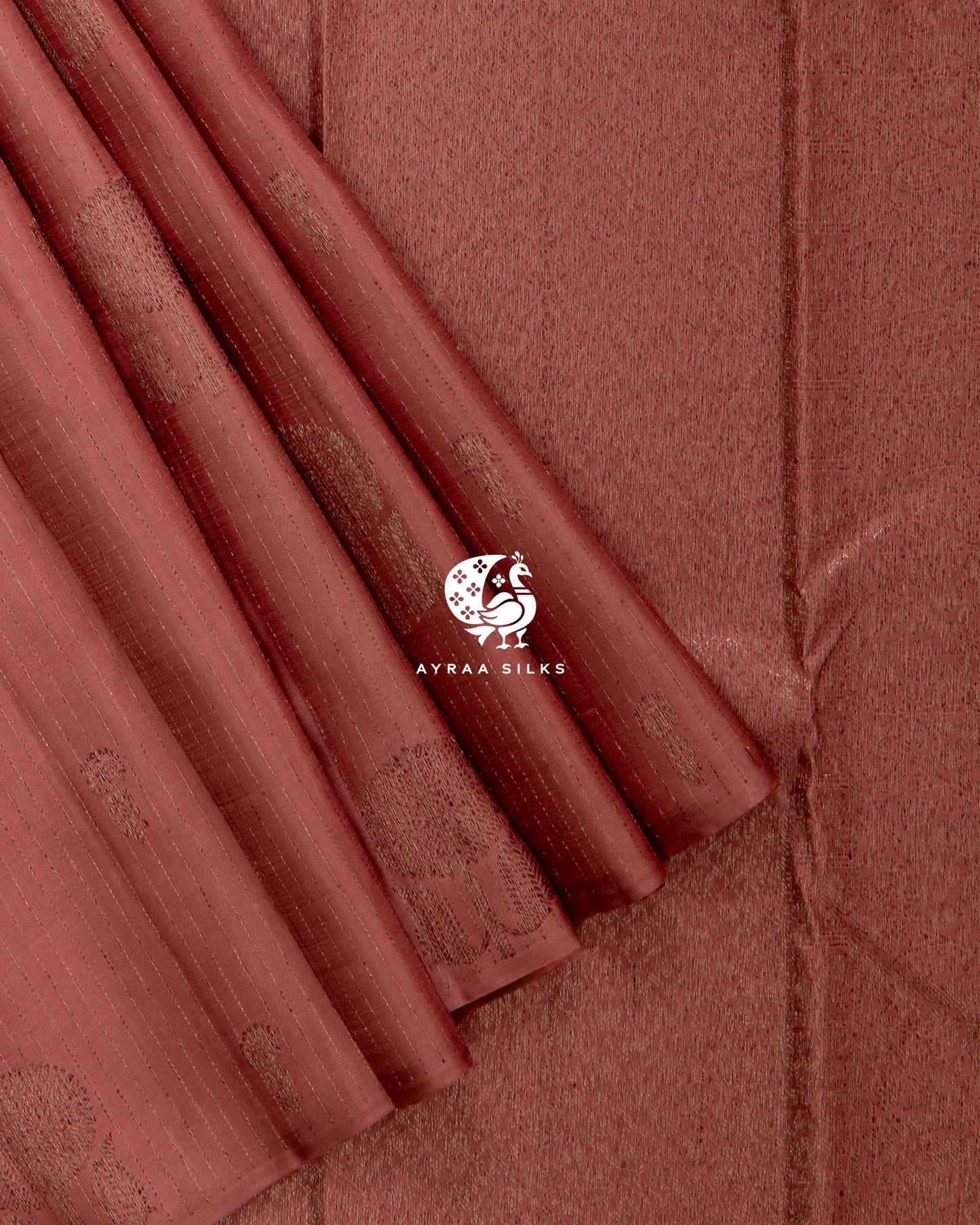 Muted Coral Butta Kanchipuram Saree