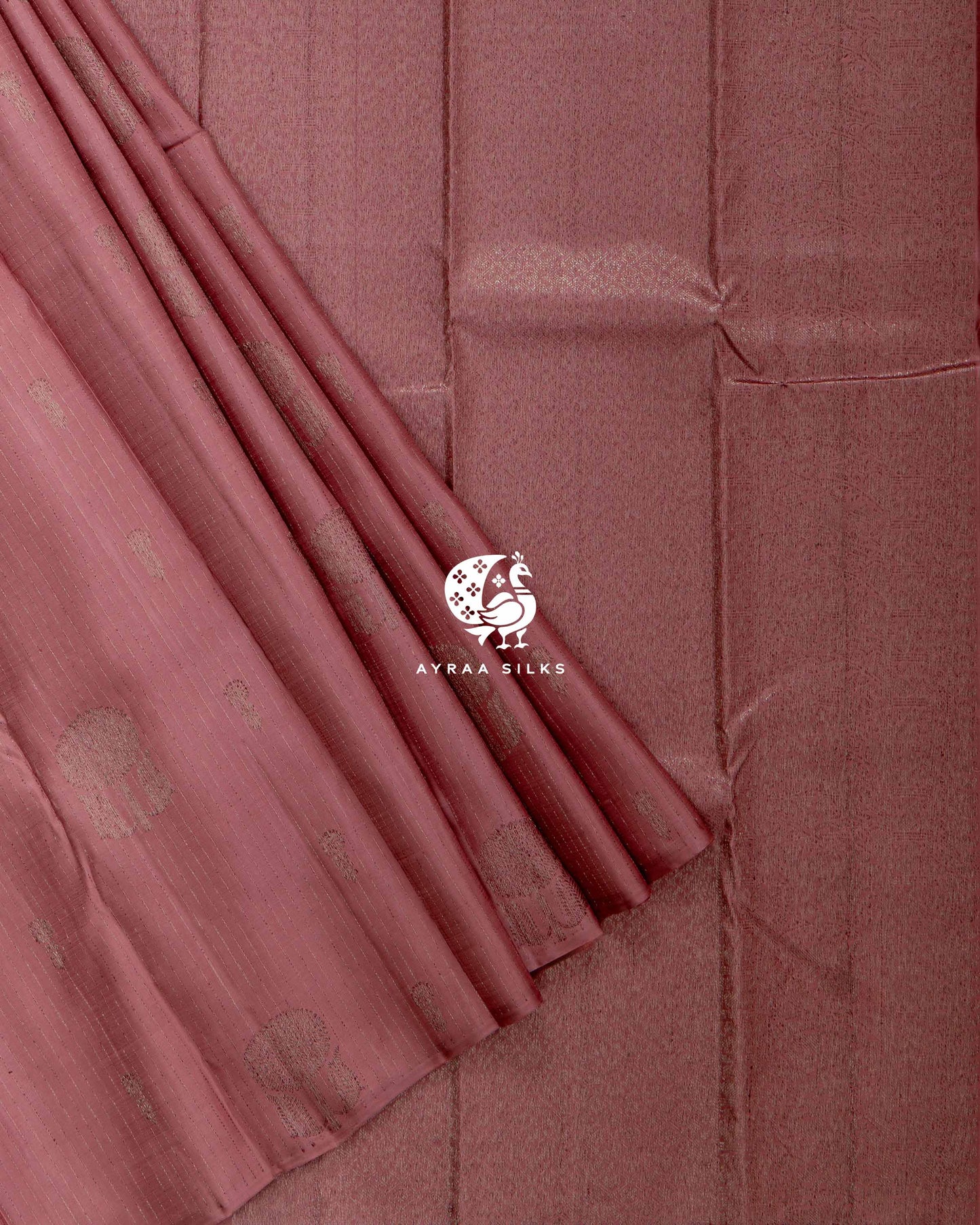 Muted Coral Butta Kanchipuram Saree
