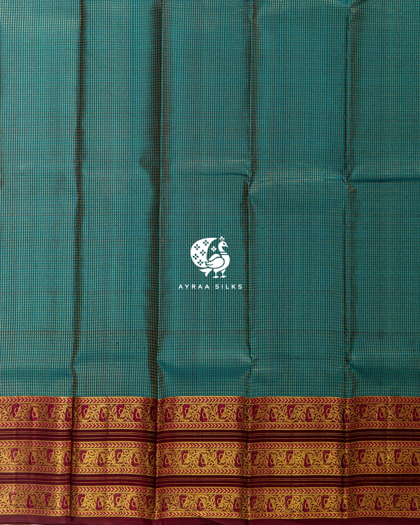 Heritage Teal Kattam Kanchipuram Saree